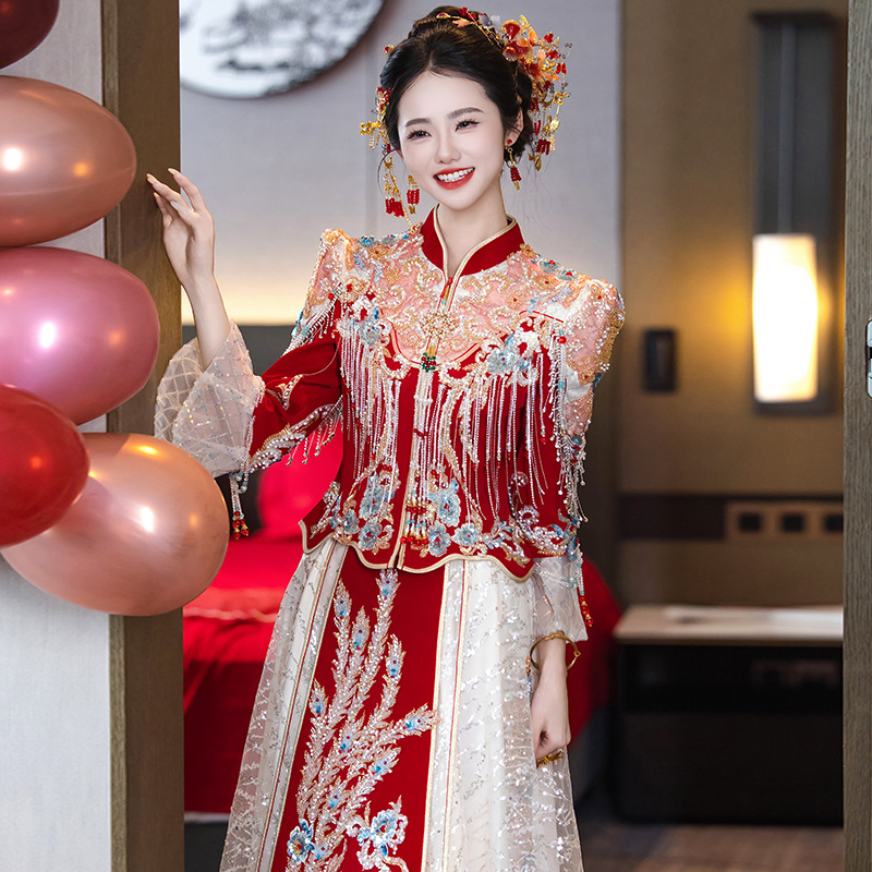 中式新娘结婚礼服龙凤褂复古中国