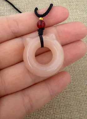 天然新疆金丝玉简约圆形玉石吊坠项链女百搭编织绳