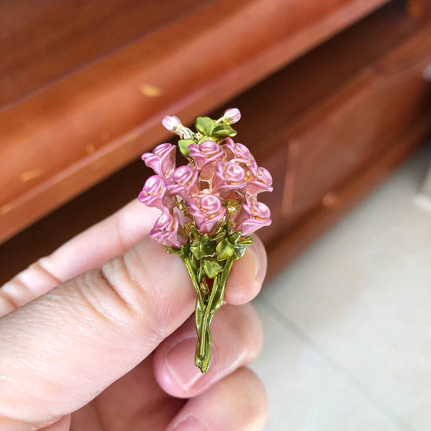 文艺范小清新粉色玫瑰花束女式别针胸针