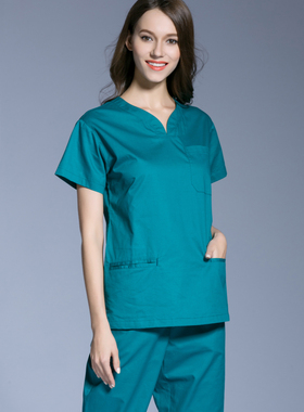 玫绮格女装夏季防走光口腔整形美容医院洗手衣蓝色护士工作服定做