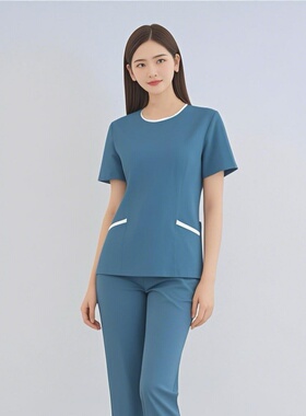 韩版女式圆领短袖分体套装医疗美容整形医院护士前台导诊刷手服