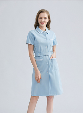 女装翻领修身高端护士服美容整形科长短袖工作服防静电不易皱