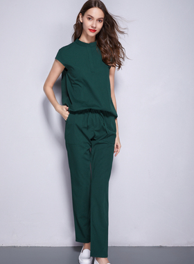 玫绮格夏季白色无袖刷手服套装皮肤管理黑色美容服医疗整形手术衣