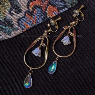 譬如朝露2.0 荆棘镇原创设计玫瑰花朵耳饰小清新耳夹复古耳环气质