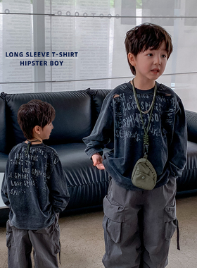 萌萌哒韩国童装时尚男童卫衣2024潮牌儿童秋装上衣中大童长袖t恤