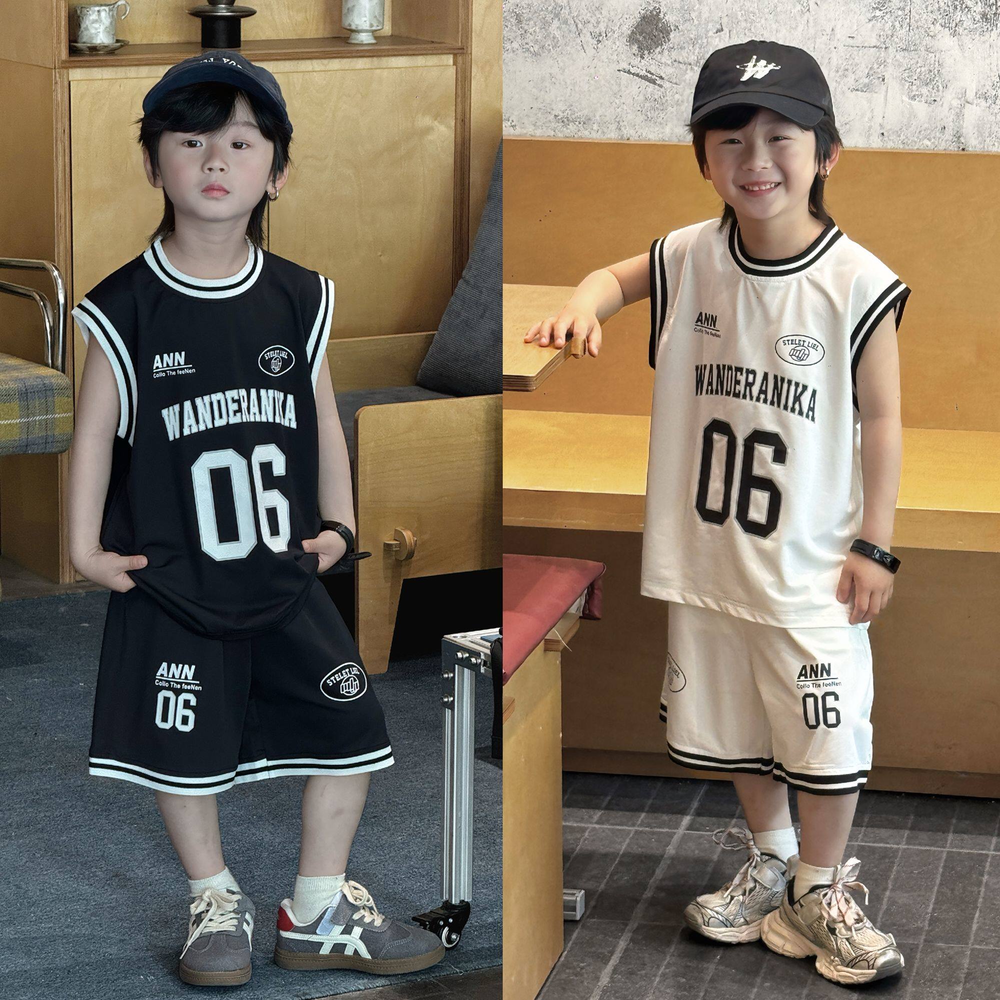 甜妈家童装  夏季儿童薄款透气速干网眼运动休闲套装男女童球服
