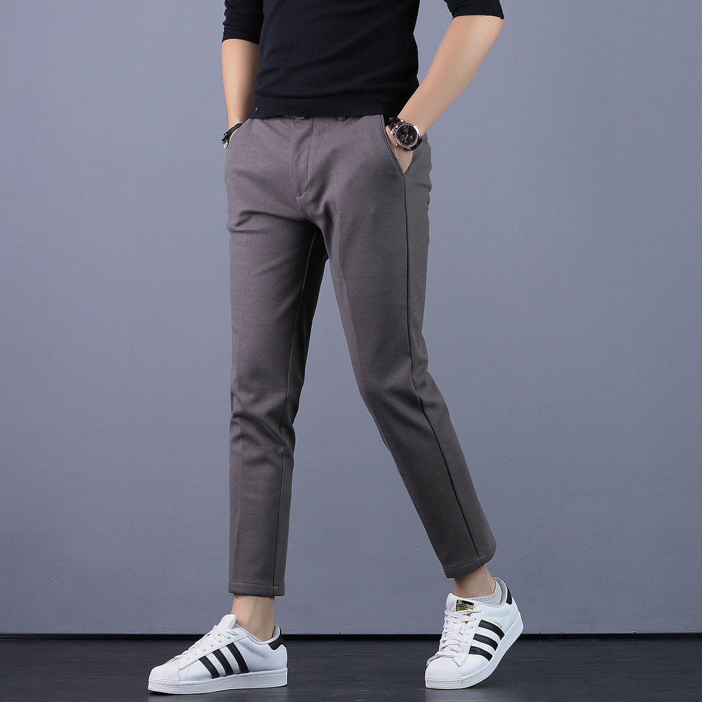 西裤男西装裤男士九分商务休闲黑色高级灰长裤抗皱垂顺修身裤子男