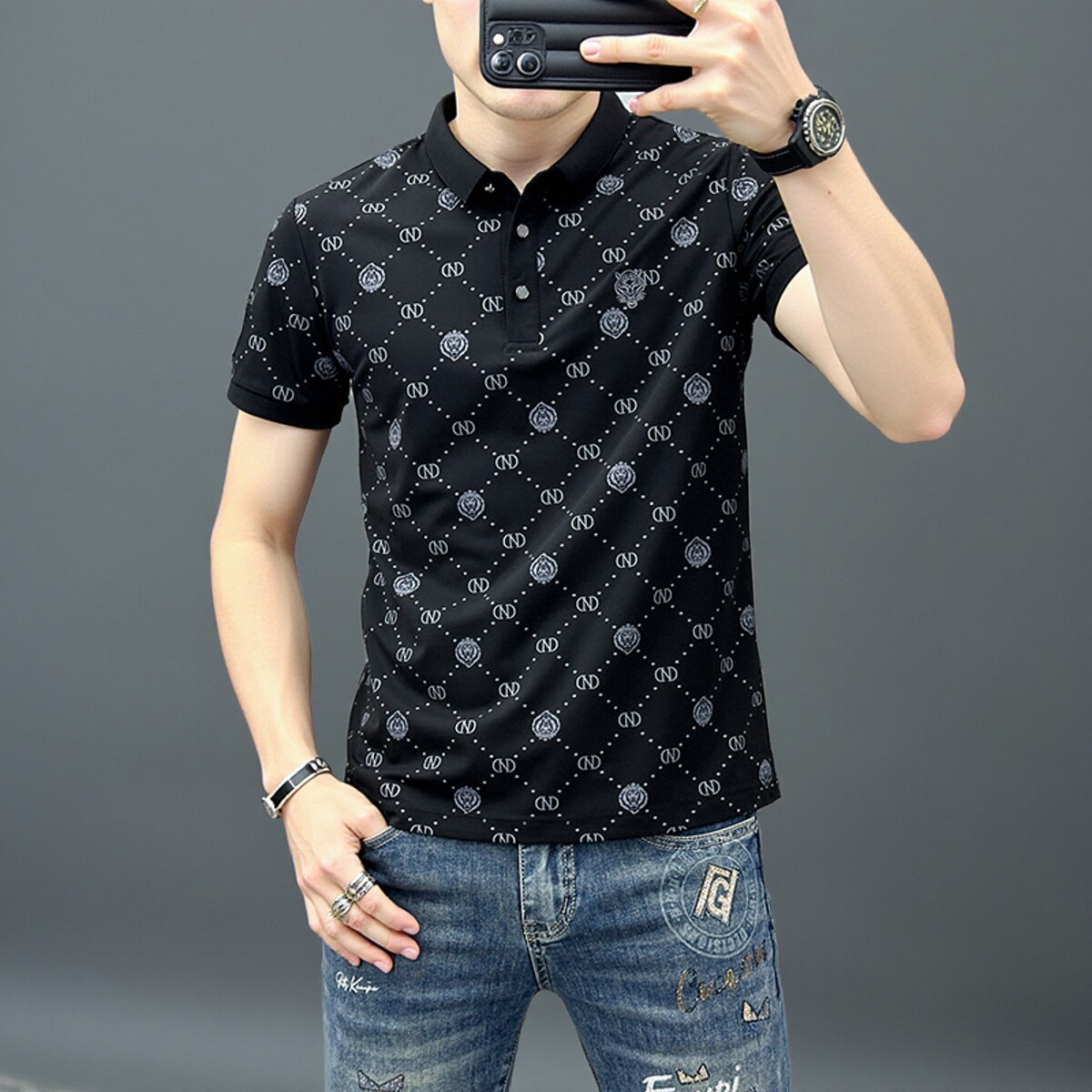 欧洲站男士短袖POLO衫夏季2025新款潮牌大牌翻领T恤男装衣服体恤