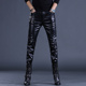 欧美皮裤 长裤 男痞帅舞台演出男裤 子秋冬外卖机车骑行防风保暖男士