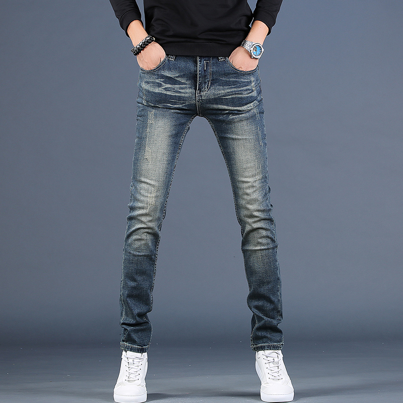 欧美高街个性复古做旧牛仔裤男宽松乞丐裤男款不破洞刮烂国潮男装