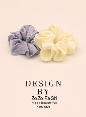 韩国ins法式复古缎面米咖黑色大肠发圈 布艺肥肠圈 丸子扎发头绳