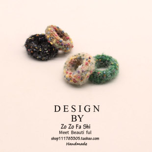 韩国秋冬头绳2026年新款 荧光色羊毛毡发圈糖果色可爱皮筋女扎头