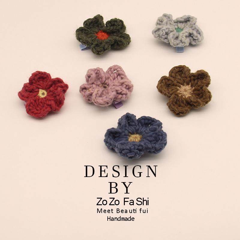 韩系可爱毛线小花发夹