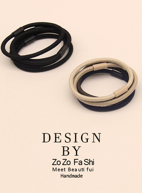 韩系新款简约基础款弹力发圈纯色奶茶色系列发圈黑色米色发圈皮筋