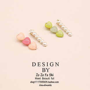 夏季 小清新冰透色爱心刘海夹女前额发夹侧边碎发卡鸭嘴夹头饰饰品