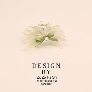 超仙蝴蝶结抓夹日韩甜美仙女铃兰花后脑勺盘发鲨鱼夹大号发夹发卡