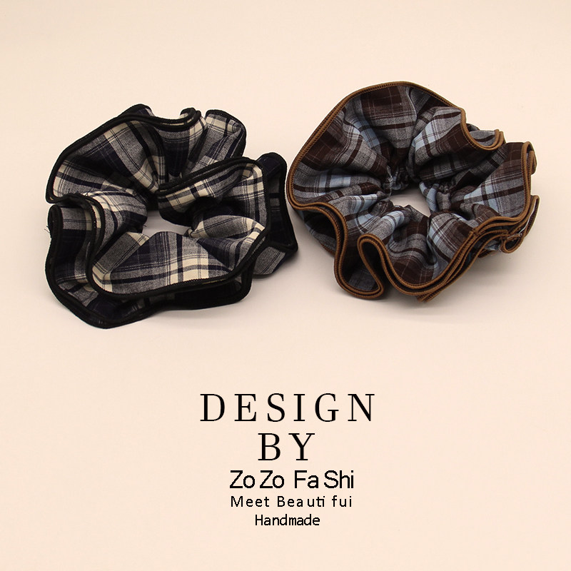 韩系新款格子大肠发圈