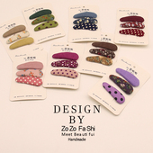 新款 碎花布艺bb夹儿童百搭毛呢手工少女刘海夹碎发夹发饰发卡 韩版