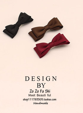 蝴蝶结边夹发夹简约鸭嘴夹侧边碎发黑色刘海夹固发头饰女气质发饰