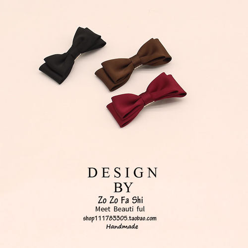 蝴蝶结边夹发夹简约鸭嘴夹侧边碎发黑色刘海夹固发头饰女气质发饰