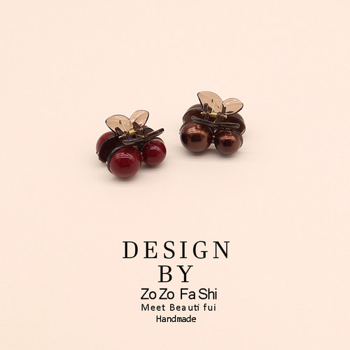 韩系新款可爱红色樱桃发夹