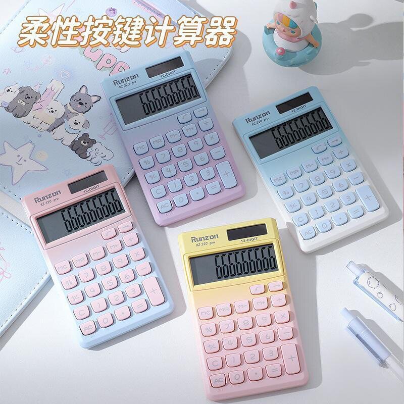 渐变色柔性计算器太阳能双电源计算器迷你学生专用外贸轻奢办公