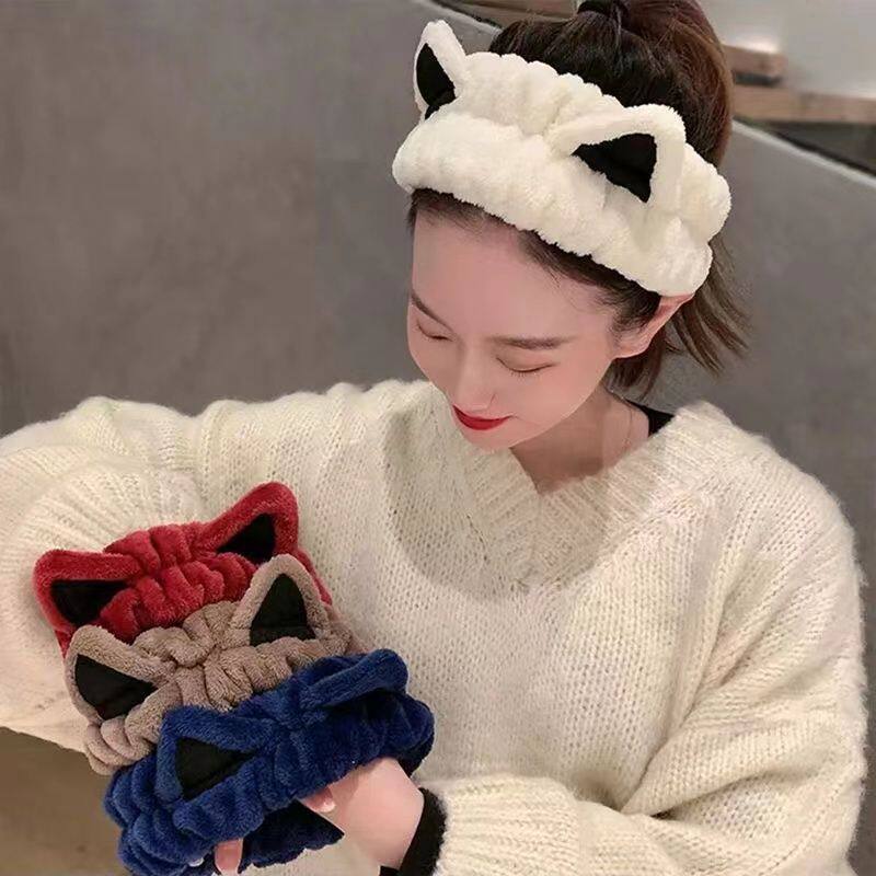 卡通猫耳束发带女洗脸专用敷面膜头箍洗漱发箍头套发卡头饰防滑