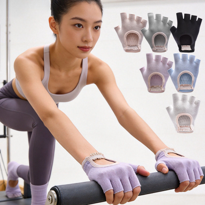 新品 女士半指露背防滑磨健身哑铃提壶垂钓骑行普拉提瑜伽手套