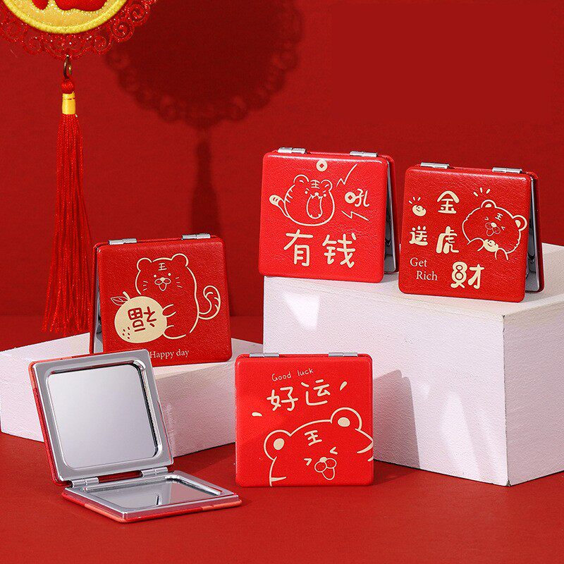 可爱便携式双面折叠镜方形小镜子迷你化妆镜女生随身梳妆镜