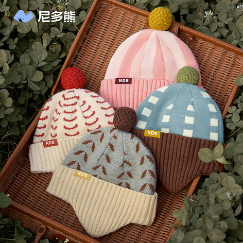 尼多熊儿童帽子宝宝毛线护耳帽