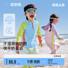 尼多熊2025儿童防晒泳衣男女宝宝长袖分体泳衣中大童两栖游泳装