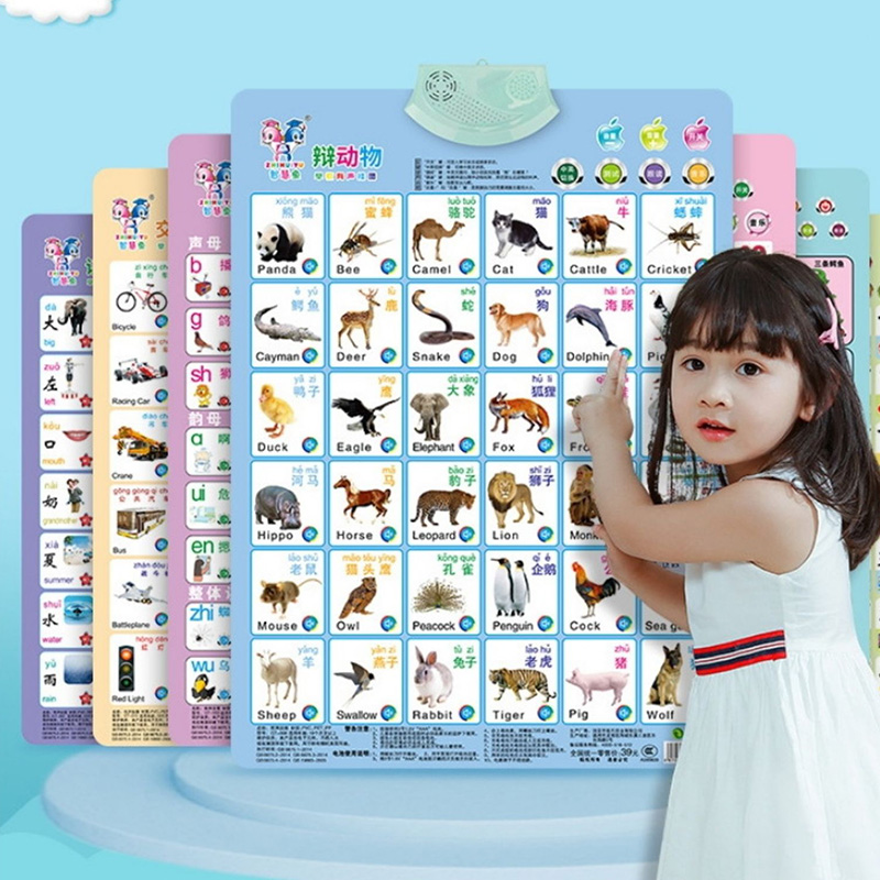 儿童有声挂图幼儿认知启蒙早教发声语音宝宝看图识字拼音墙贴玩具