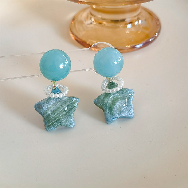 生物瓷耳钉防过敏油画感五角星耳环小众设计甜美少女树脂耳夹耳饰,饰品/流行首饰/时尚饰品新,耳环,淘宝优惠券,粉丝福利购,淘宝优惠卷