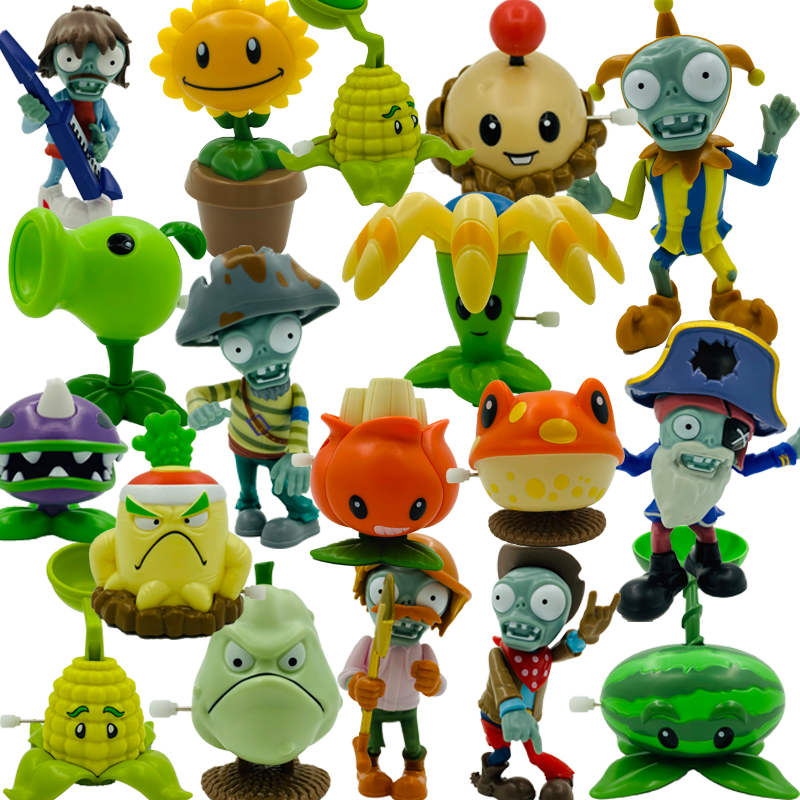 植物大战僵尸塑料卡通拉链发条传统怀旧玩具新品角色小鬼飞索僵尸