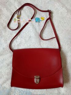 剑桥包（Cambridge satchel）Push lock红色光滑皮面斜挎包大号女