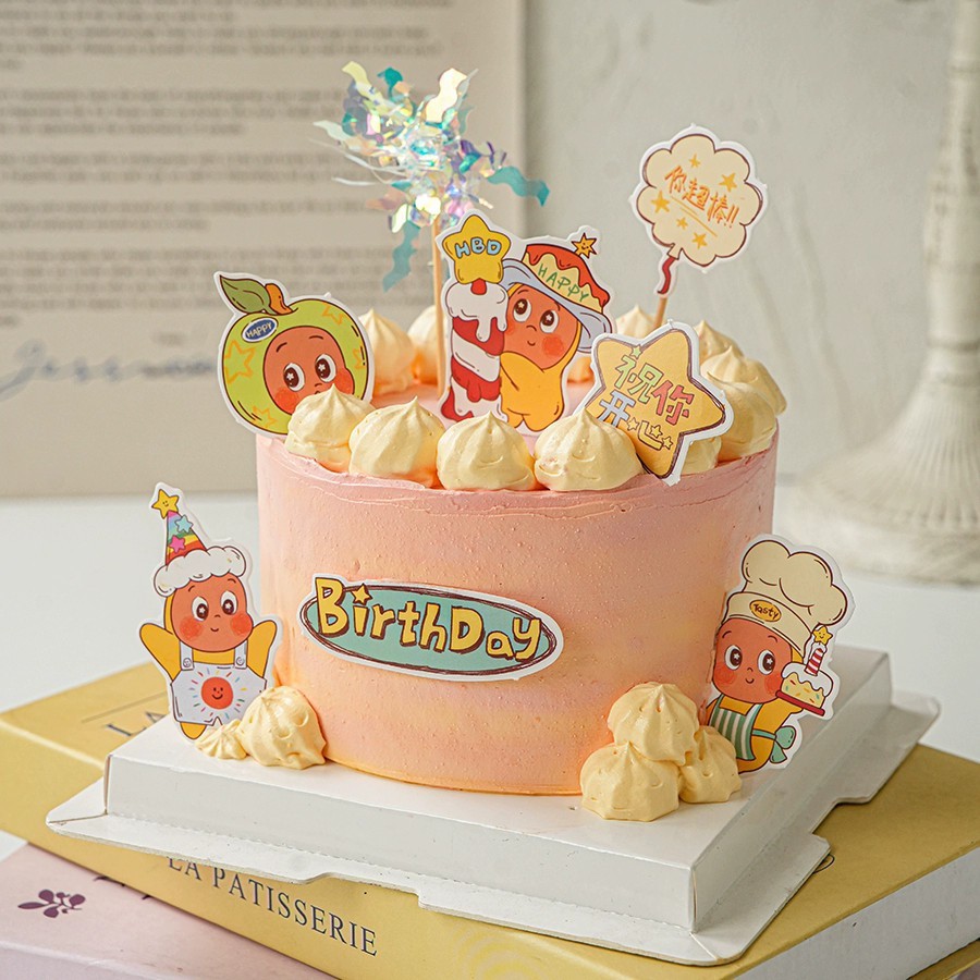 网红许愿星星人纸牌蛋糕装饰摆件