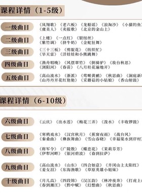 中国古筝考级曲集1-10级曲目（上海筝会）带练，视频谱面对应