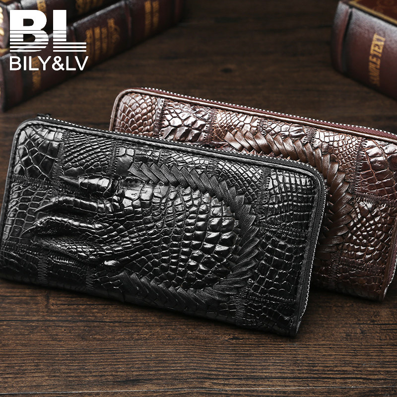 BILY＆LV手包男钱包真皮青年休闲大容量奢华暹罗鳄鱼皮手拿包男潮