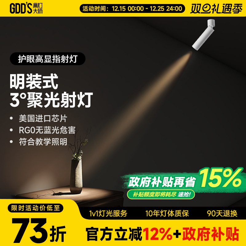 高灯大师客厅全铝材可摆头