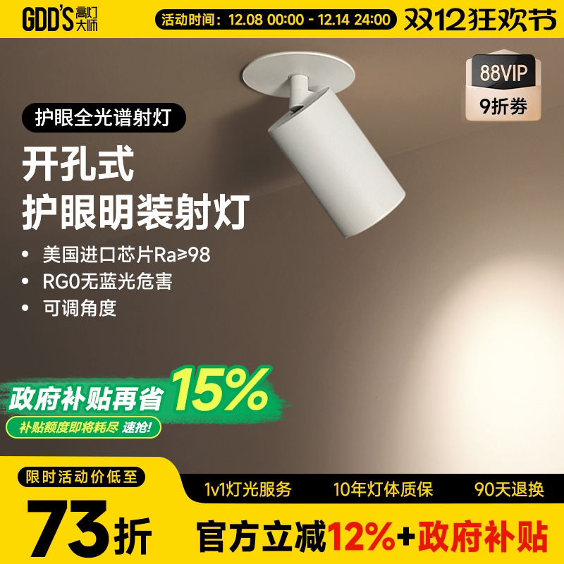 gdds开孔式明装射灯led圆洞cob