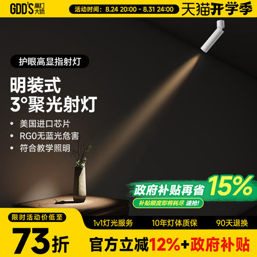 高灯大师客厅全铝材可摆头