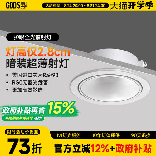 高灯大师客厅铝材cob超薄灯体