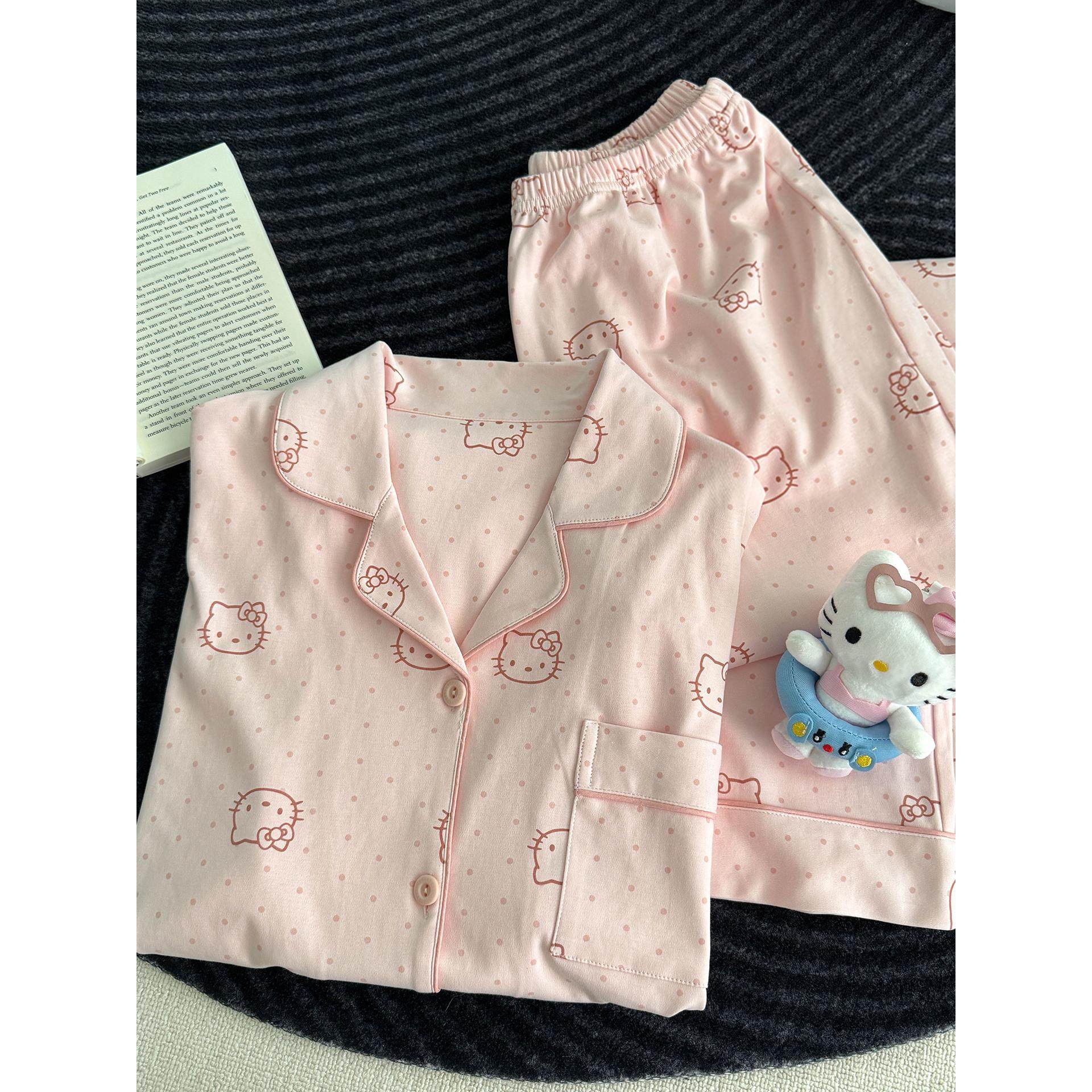 kitty猫睡衣女款春秋季纯棉长袖可爱2025新款超火夏天全棉家居服