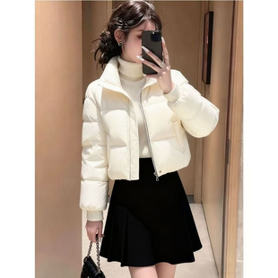 小个子棉衣棉服轻便2025新款短款白色棉袄女立领拉链显瘦保暖外套