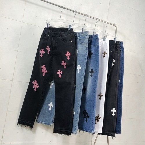 超火四季常青衣柜刺绣牛仔长裤