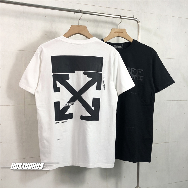 黑白配几何方向箭头rap短袖t恤