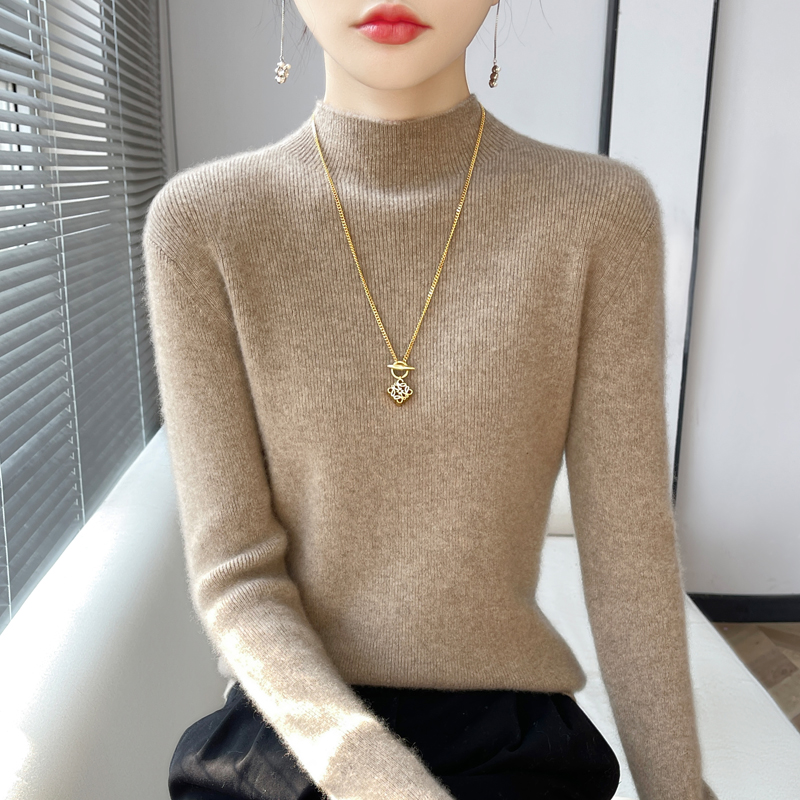 撤柜清仓！气质半高领针织打底衫修身显瘦秋冬季内搭女百搭毛衣