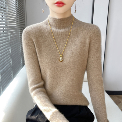 撤柜清仓！气质半高领针织打底衫修身显瘦秋冬季内搭女百搭毛衣