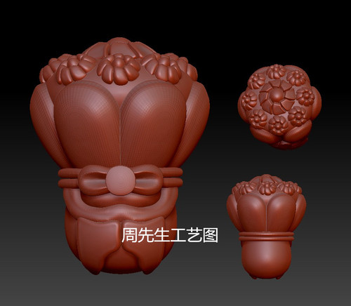 手捧花圆雕图雕刻机图纸stl文件花三维立体图雕刻3d模型 Q759