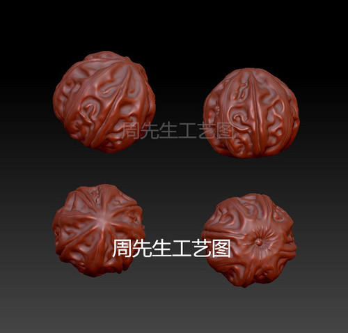 三维立体图圆雕图图纸stl文件核桃核雕四轴雕刻机3d模型Q649